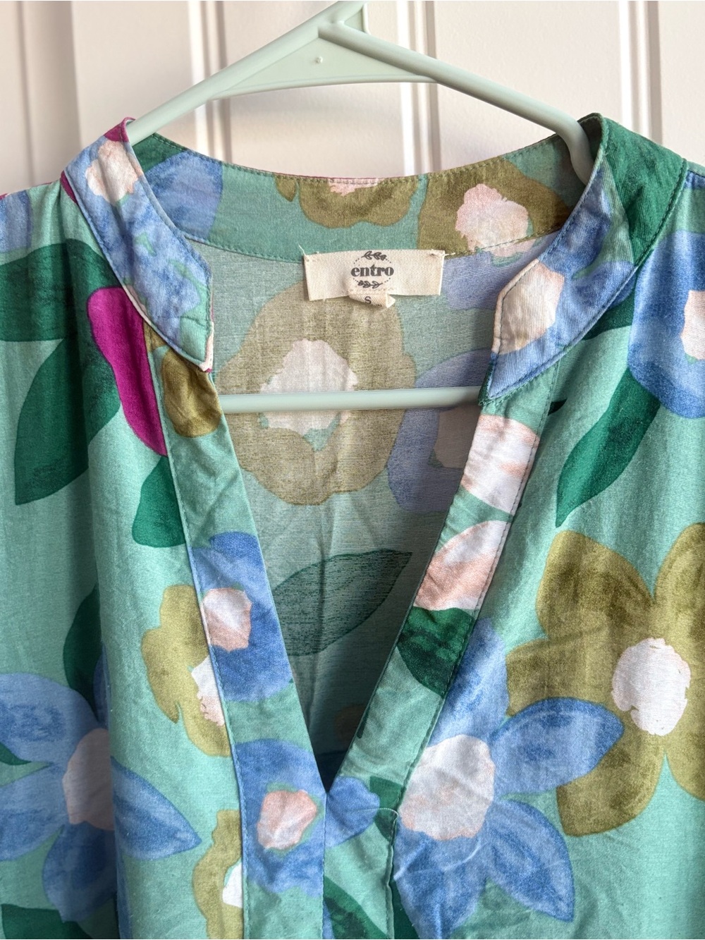 entro Teal Floral Tiered Midi Dress with Pink & Blue Blooms - Picture 4 of 5